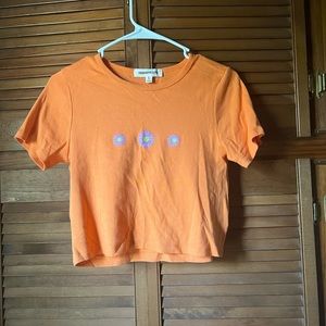 Orange Cropped Flower Tee